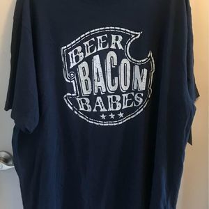 Men’s The Foundry Supply Co Navy Blue t-shirt size 2XLT “Beer Bacon Babes”
